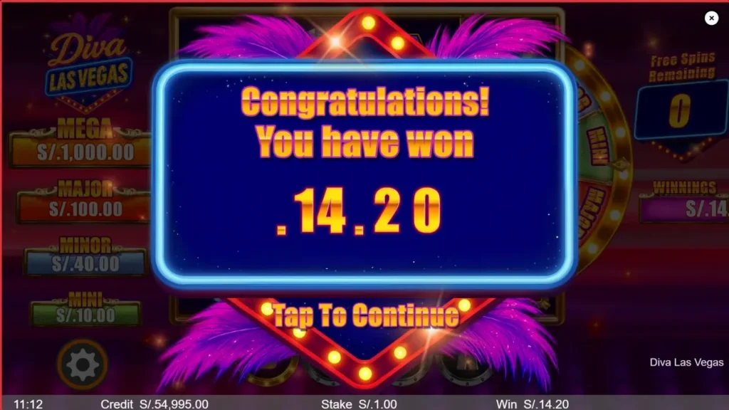Tampilan visual slot Diva Las Vegas dengan tema panggung mewah dan roda bonus emas.