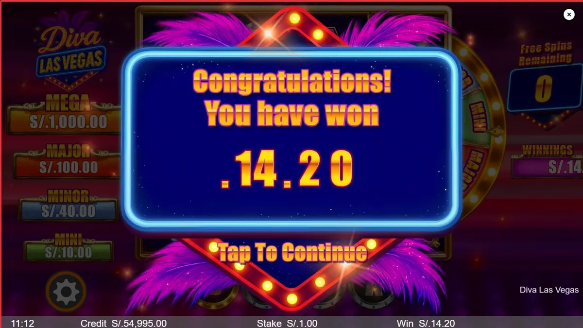 Tampilan visual slot Diva Las Vegas dengan tema panggung mewah dan roda bonus emas.
