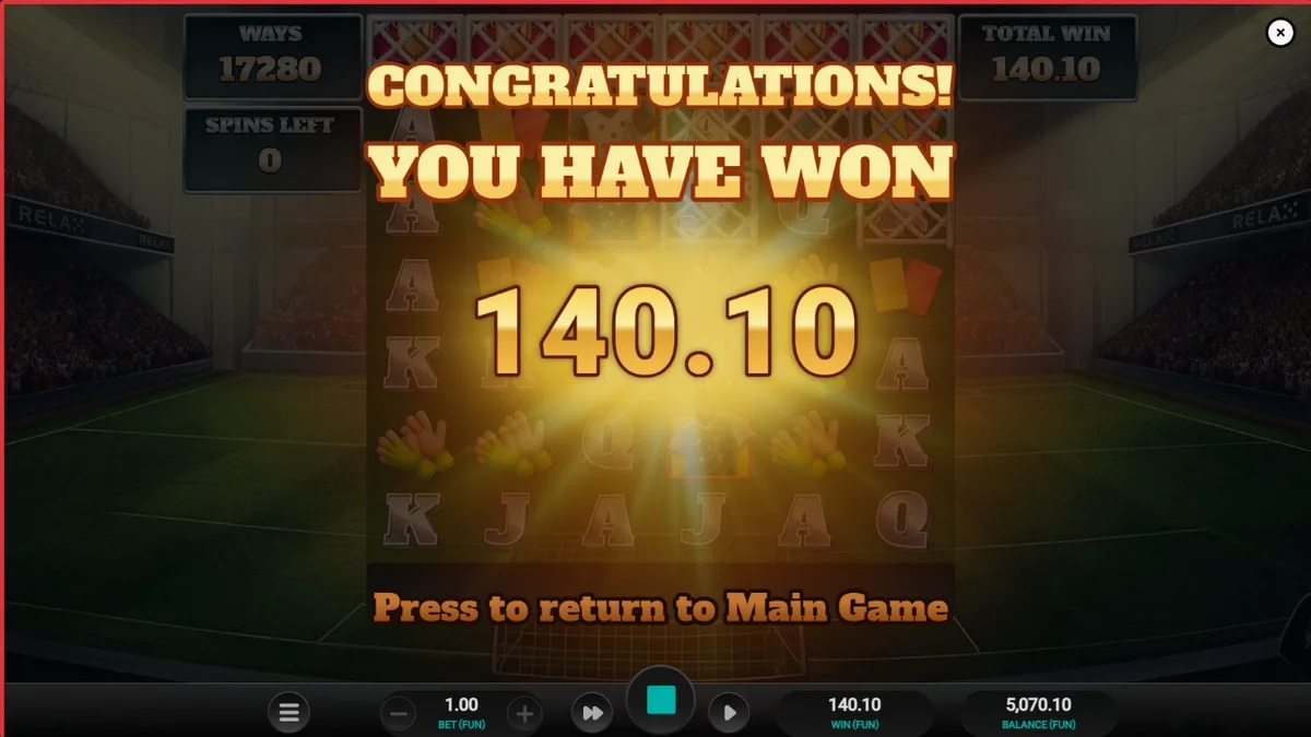 Tampilan layar permainan slot World Class Kick Off Dream Drop dengan tema sepak bola retro